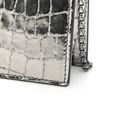 Christian Louboutin Metallic Embossed Crocodile Loubi54 Crossbody Clutch Silver 13 of 13