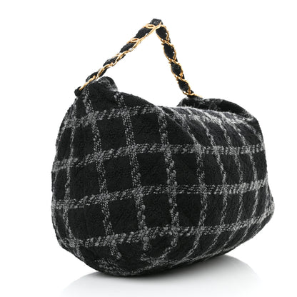 Chanel Tweed Maxi Chain Hobo Black Gray 2 of 10