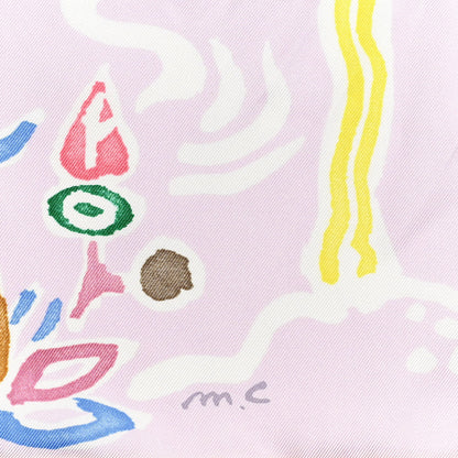 Hermes Silk Isola Di Primavera Scarf 90 Rose Pale Bleu Jaune 3 of 4
