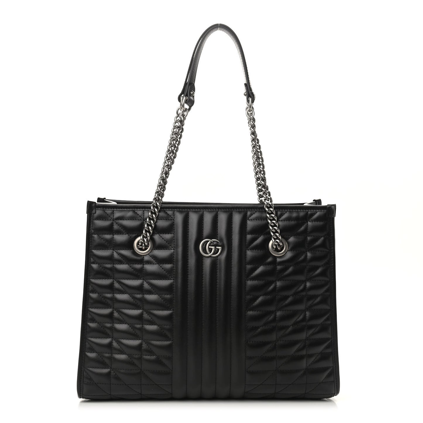 Calfskin Matelasse Aria Medium GG Marmont Shoulder Tote Black