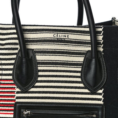 Celine Cotton Canvas Stripped Medium Phantom Luggage Multicolor 12 of 13