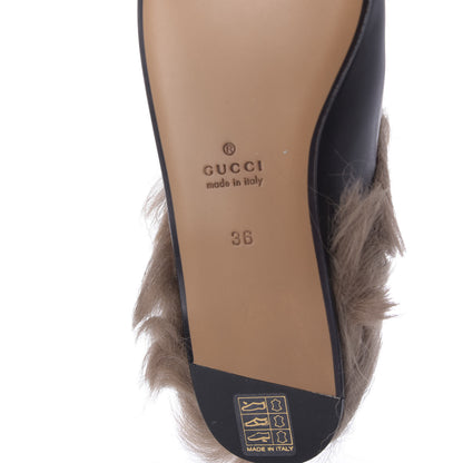 Gucci Calfskin Fur Tiger Embroidered Womens Princetown Slippers 36 Black 8 of 10