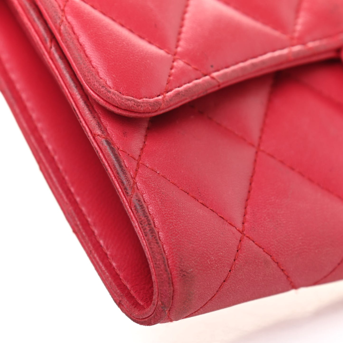 Lambskin Quilted Large Flap Wallet Dark Pink