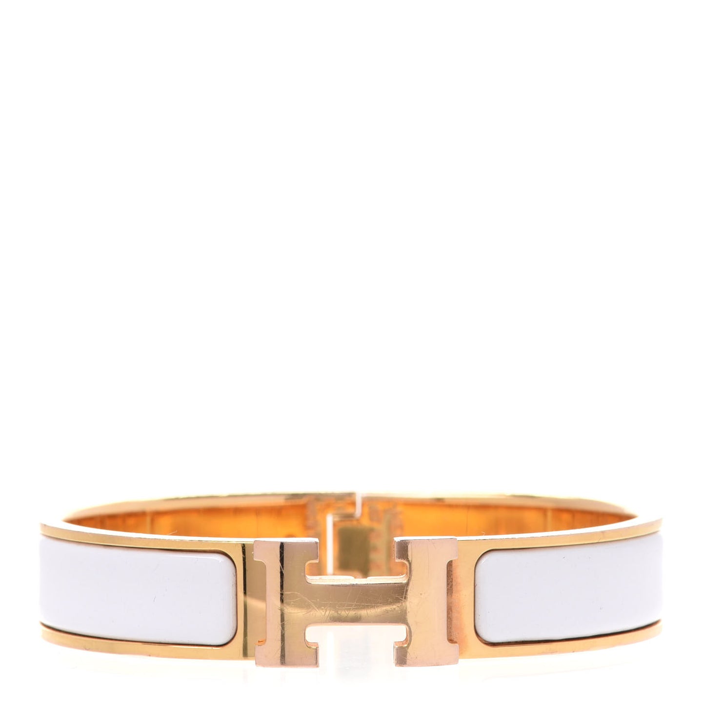 Enamel Narrow Clic Clac H Bracelet PM White