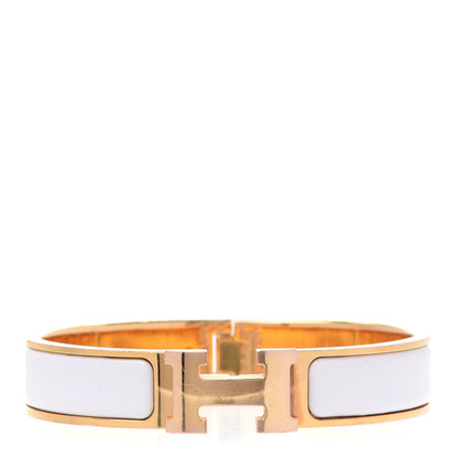 Hermes Enamel Narrow Clic Clac H Bracelet PM White 1 of 6