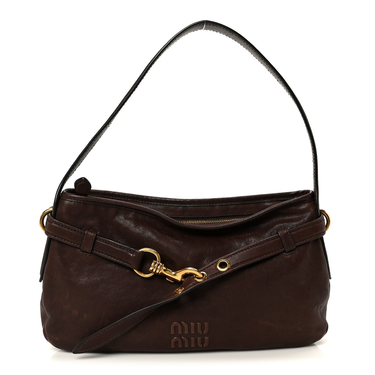 Miu Miu Nappa Aviator Regular Aventure Shoulder Bag Rovere 1 of 9