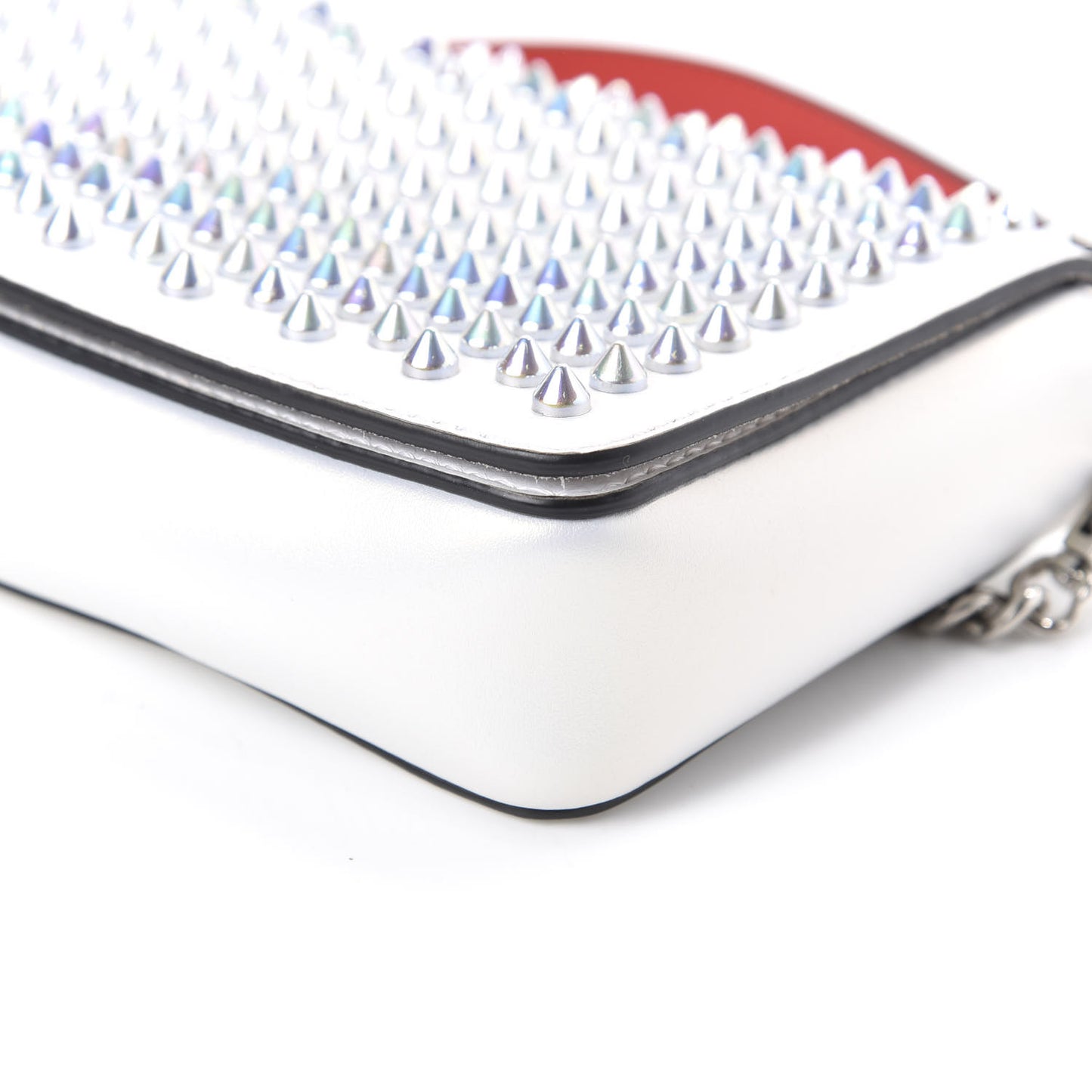 Calfskin Spiked Zoompouch Crossbody White