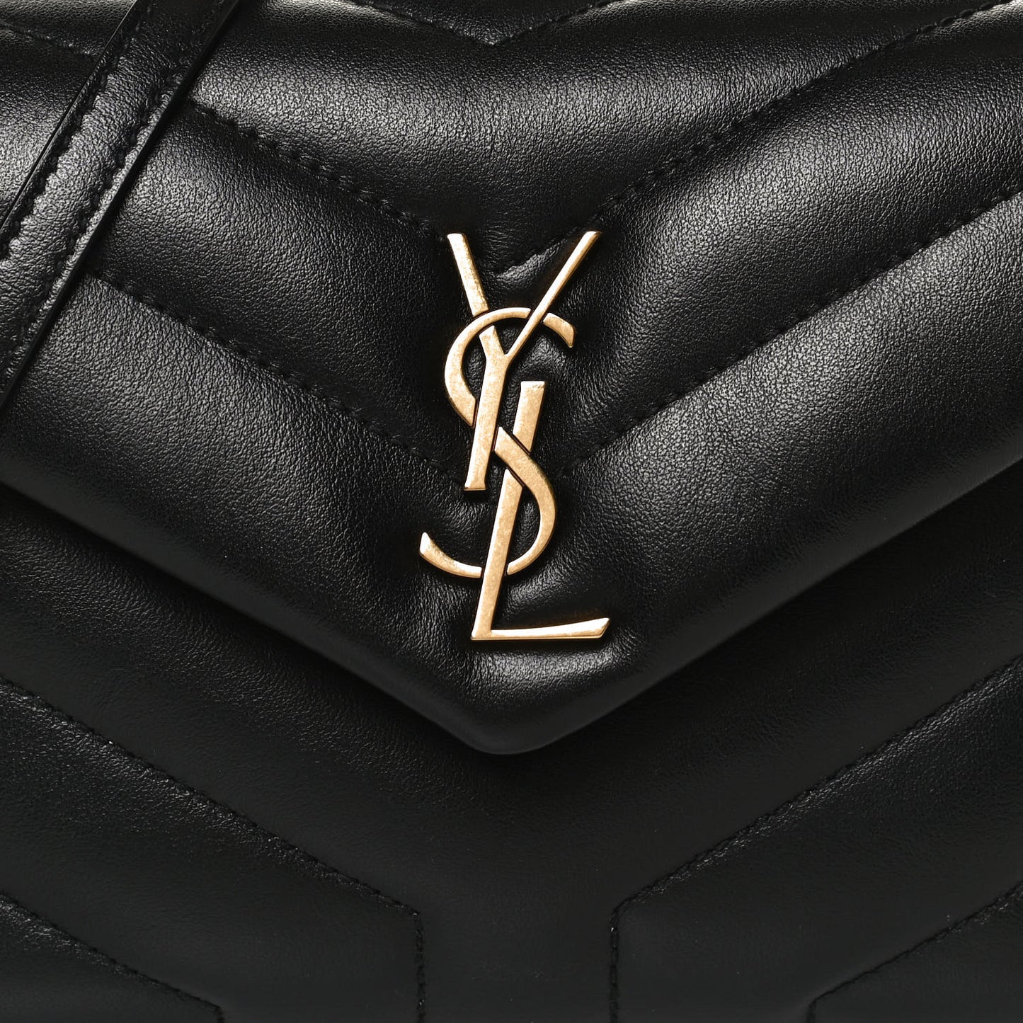 Calfskin Y Quilted Monogram Toy Loulou Crossbody Bag Black