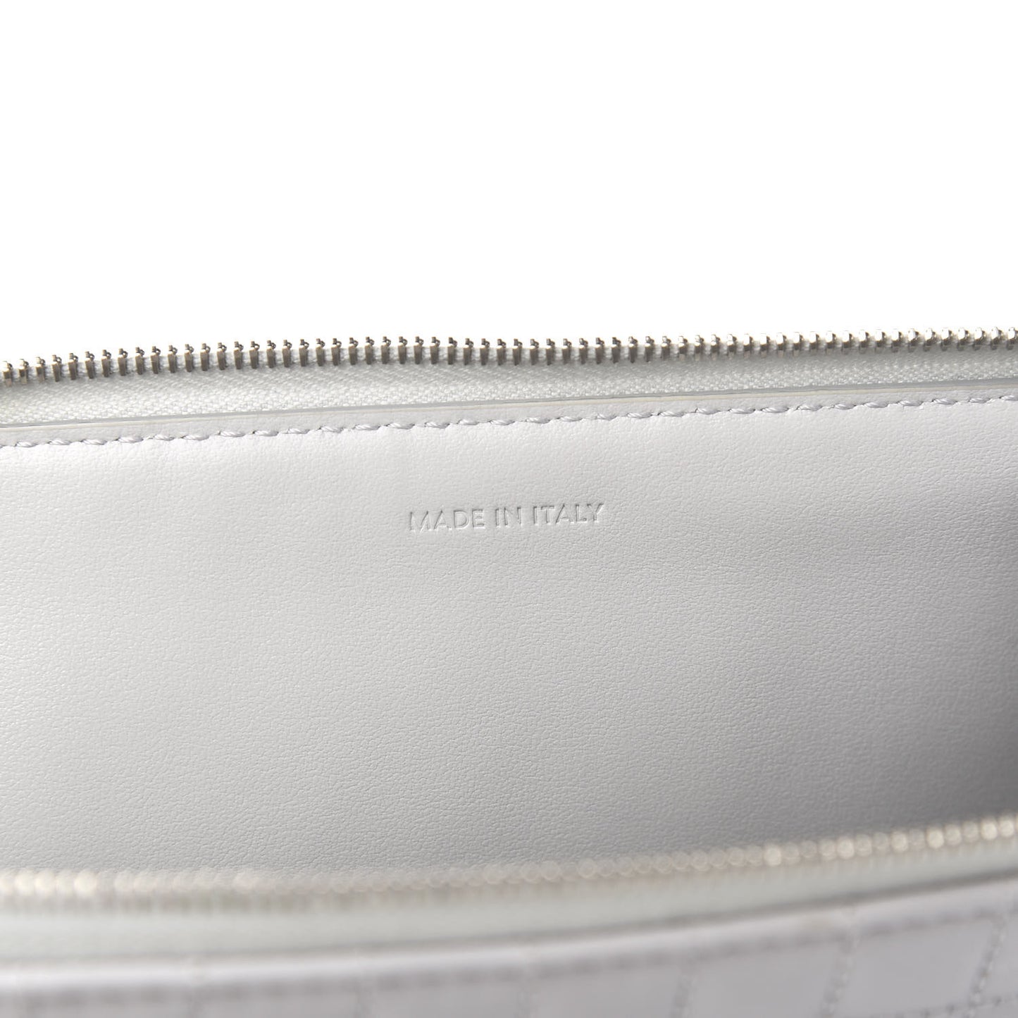 Lambskin Quilted Zip Pouch Grey