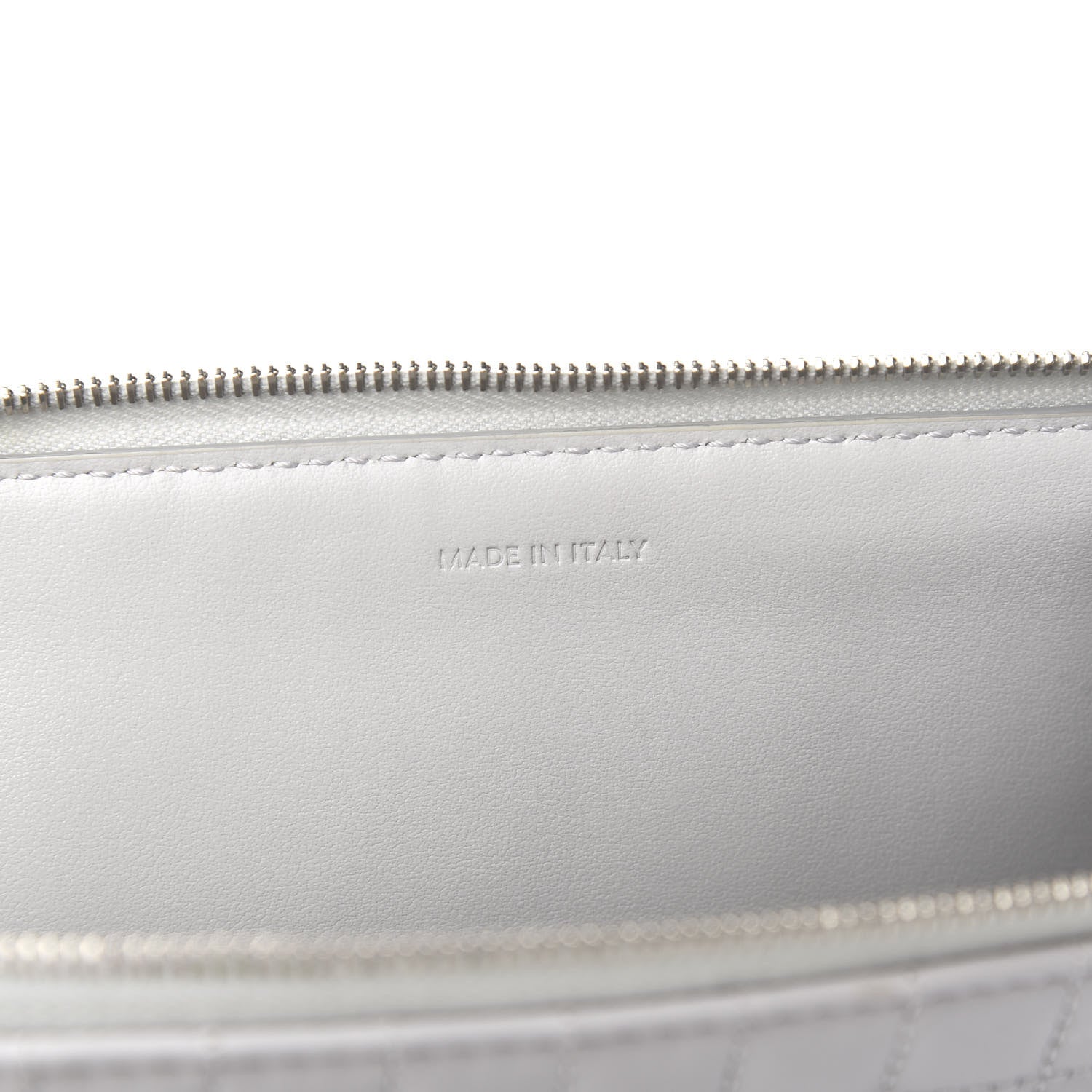 Celine Lambskin Quilted Zip Pouch Grey 6 of 7