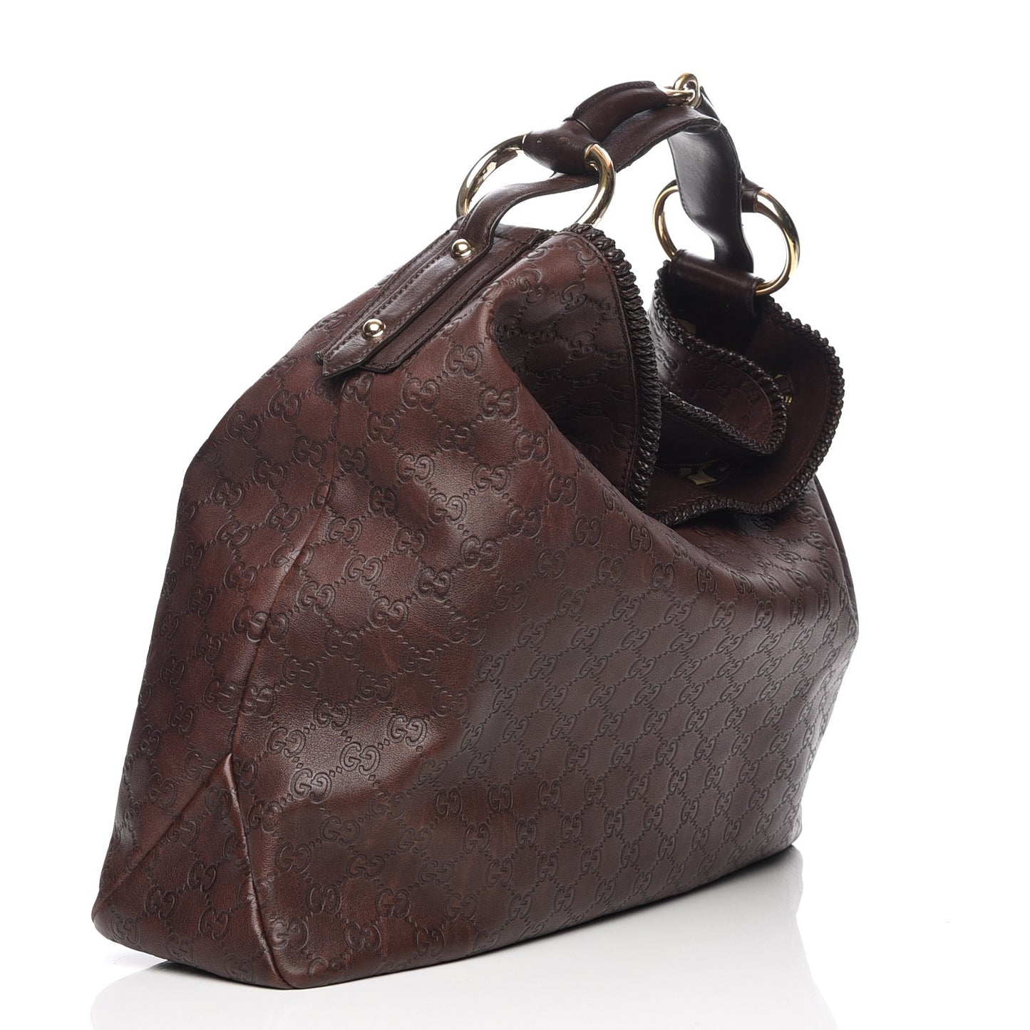 Guccissima Large Horsebit Chain Hobo Chocolate