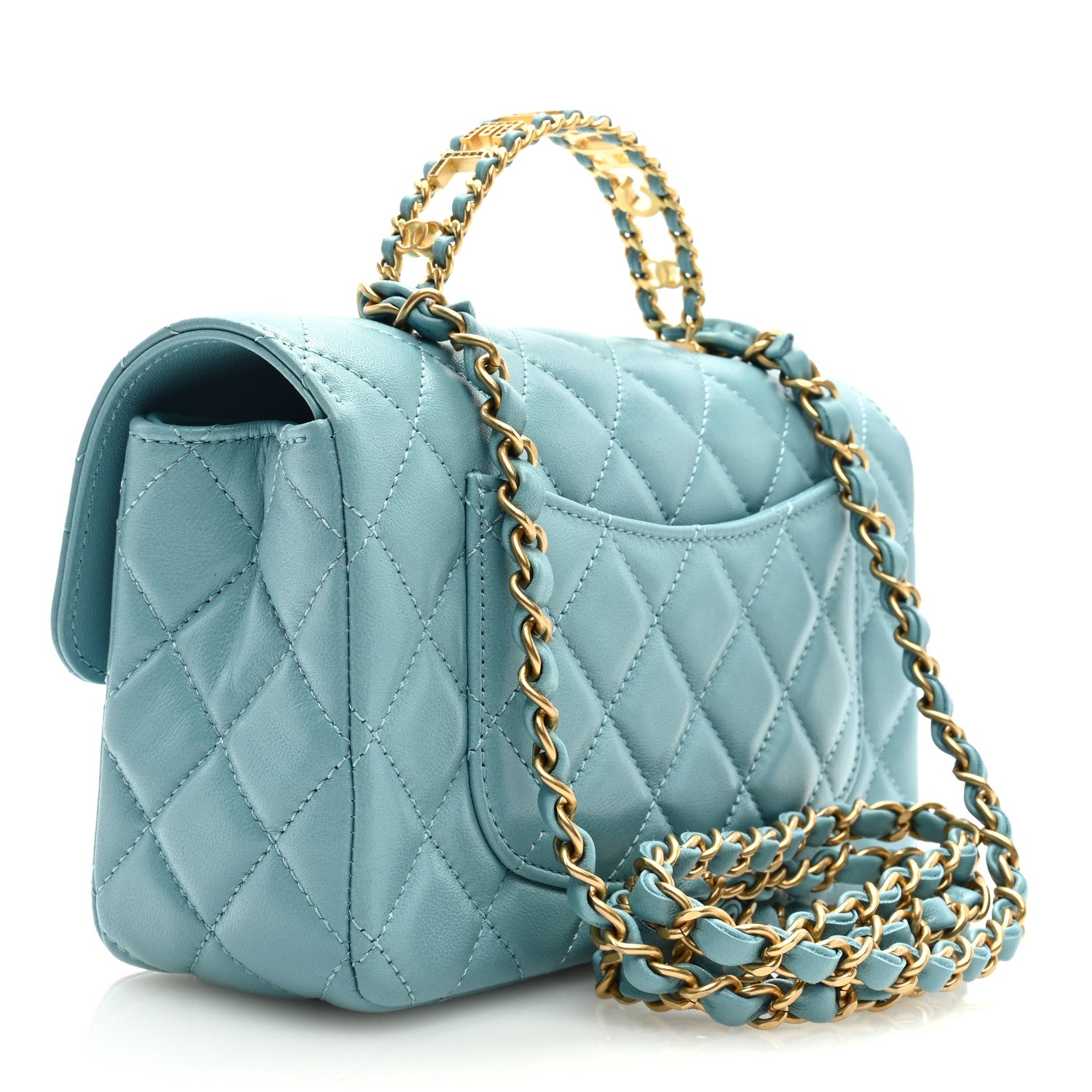 Chanel Lambskin Quilted Mini Strass On Top Flap Blue 3 of 9