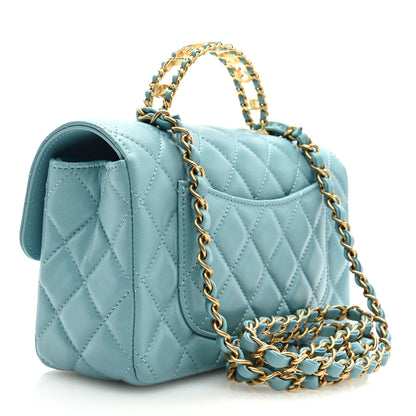 Chanel Lambskin Quilted Mini Strass On Top Flap Blue 3 of 9