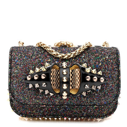 Christian Louboutin Glitter Calfskin Spikes Sweety Charity NV Crossbody Gold 1 of 9