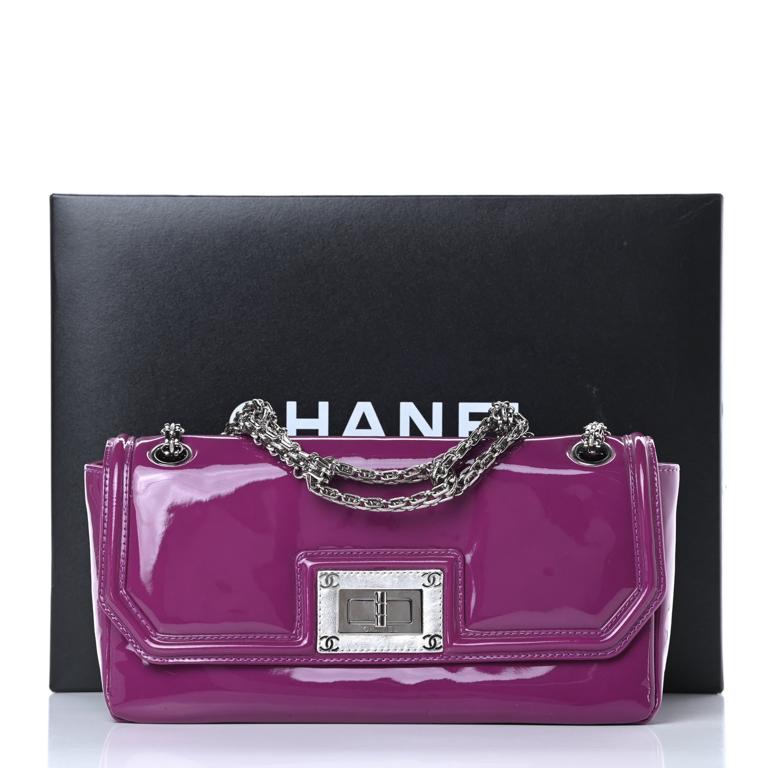 Chanel Patent Calfskin Mademoiselle Lock Bijoux Chain Flap Violet 15 of 15