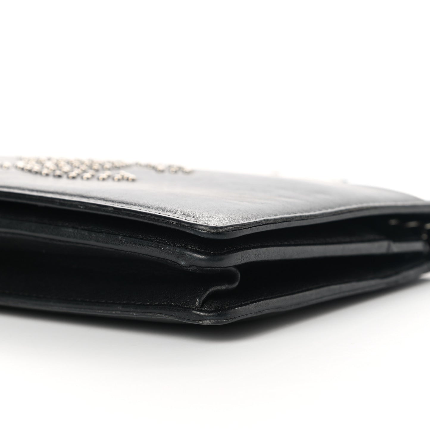Lambskin Studded CC Wallet On Chain WOC Black