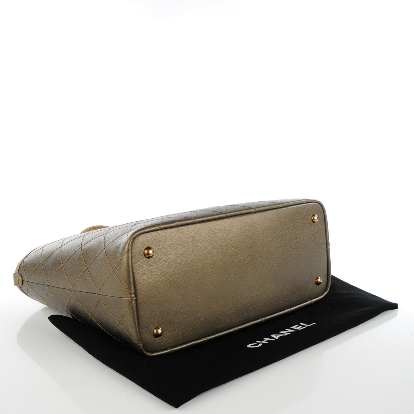 Grained Calfskin Large Shopping Fever Tote Gold
