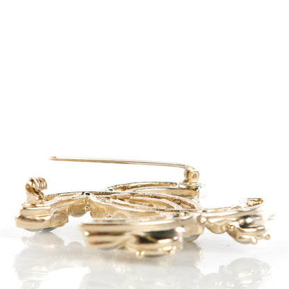 Chanel Gripoix Poured Glass CC Brooch Gold 3 of 5