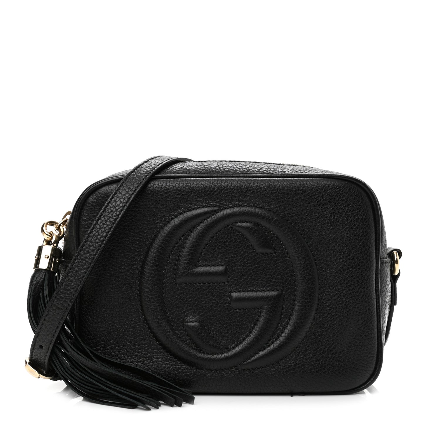 Pebbled Calfskin Small Soho Disco Bag Black