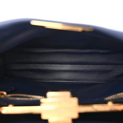 Fendi Vitello Seta Shiny Nappa Medium 3 Pocket Peekaboo Iconic Satchel Blueberry 6 of 10