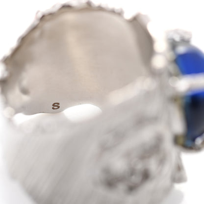 Gucci Metal Crystal GG Ring S Silver Blue 4 of 5