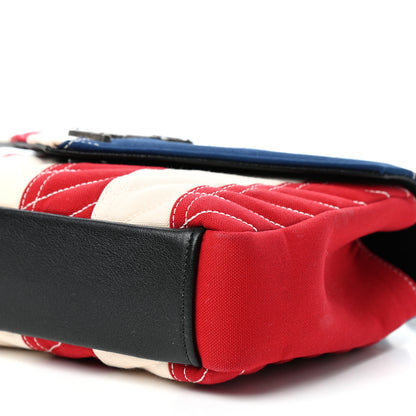 Saint Laurent Canvas Matelasse Chevron American Flag Monogram Medium College Bag Red Blue 9 of 10