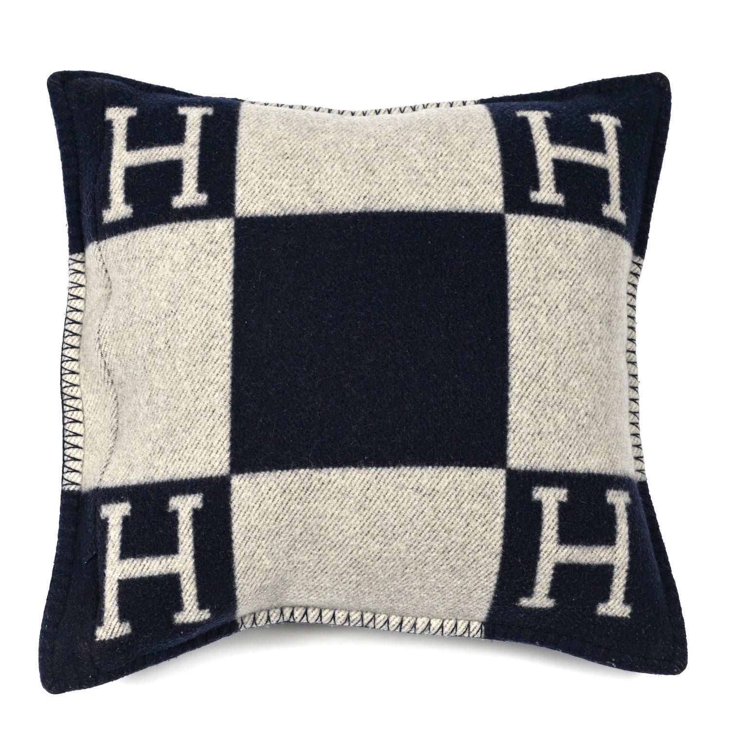 Hermes Wool Cashmere Avalon Pillow GM Ecru Gris Fonce 2 of 3