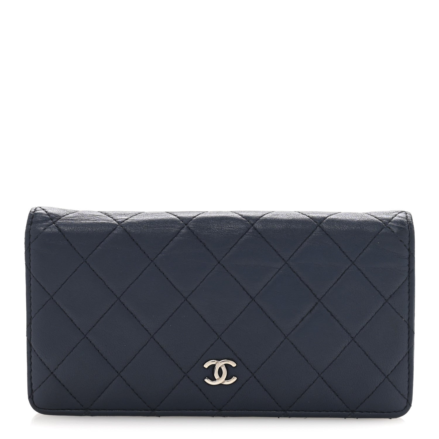 Chanel Lambskin Quilted Yen Wallet Blue 1 of 13