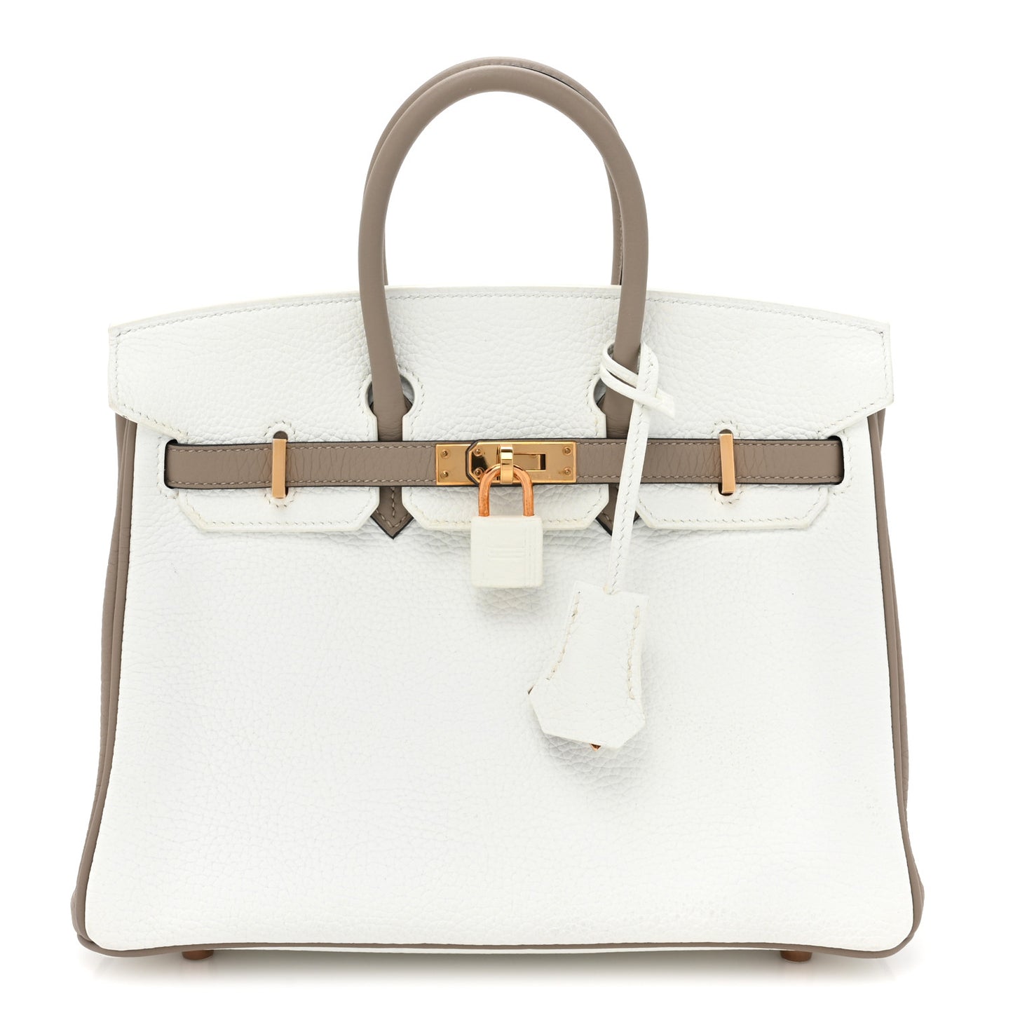 Togo Horseshoe Birkin 25 White Gris Asphalt