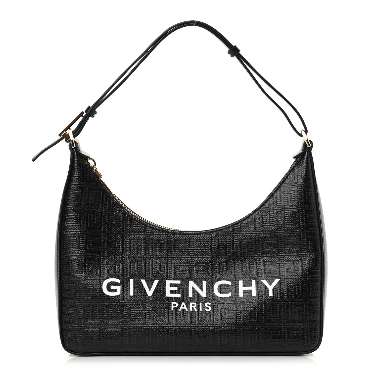 Givenchy Coated Canvas Logo 4G Embossed Small Moon Cut Out Shoulder Bag Black 1 of 12