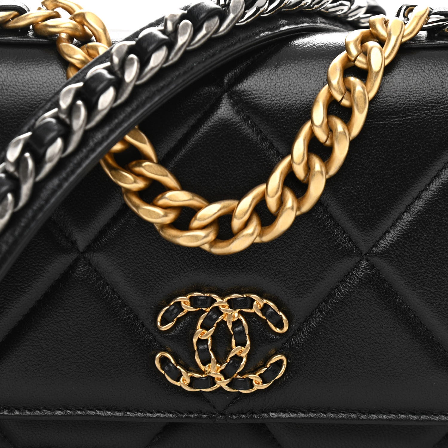 Chanel Lambskin Quilted Chanel 19 Wallet On Chain WOC Black 9 of 16