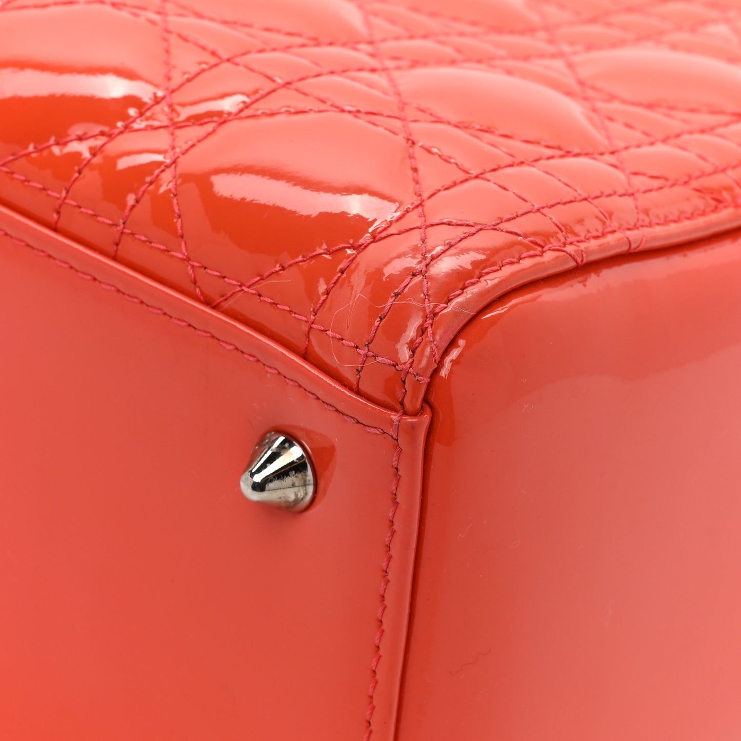 Patent Cannage Medium Lady Dior Orange