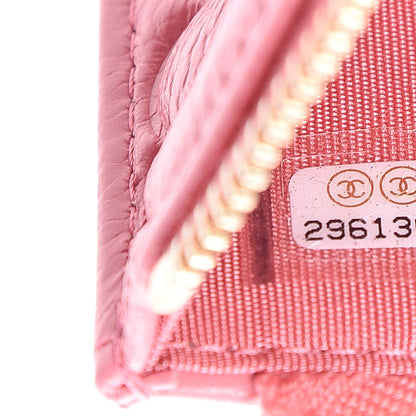 Chanel Caviar Camellia Embossed Classic Flat Wallet Pouch Pink 6 of 6