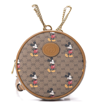 Gucci X DISNEY Mini Vintage GG Supreme Monogram Mickey Mouse Round Backpack Beige Vintage Sun Oil 1 of 10