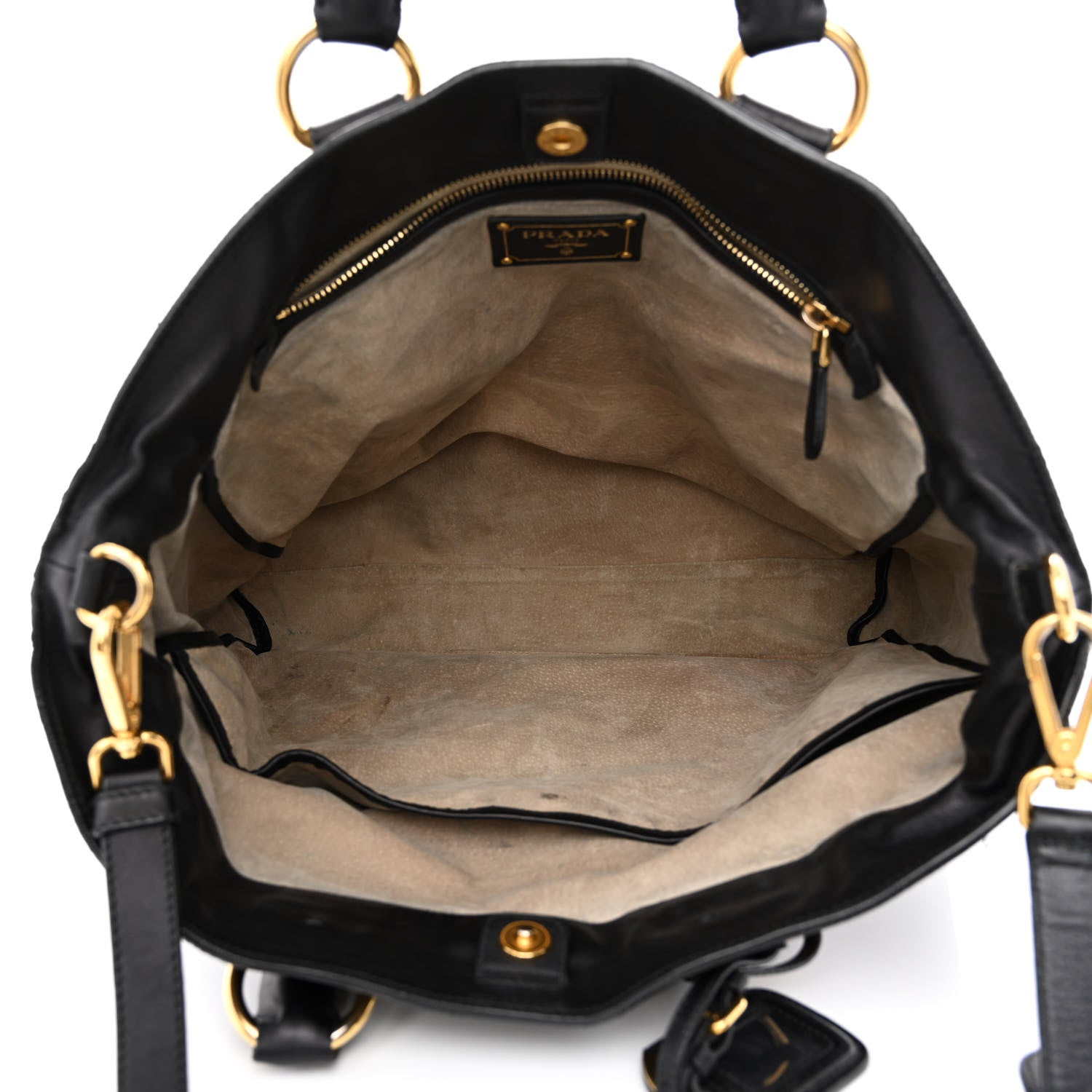 Prada Soft Calfskin Two Way Tote Black 5 of 27