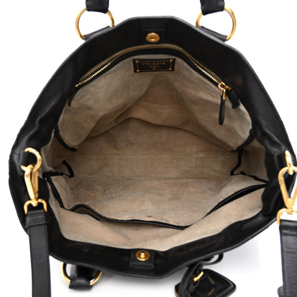 Prada Soft Calfskin Two Way Tote Black 5 of 27