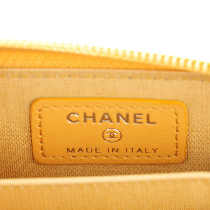 Chanel Calfskin Chevron Quilted Zip Around Boy Coin Purse Wallet Yellow 6 of 7