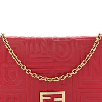 Fendi Nappa Logo Embossed Long Wallet on Chain Rosso 11 of 19