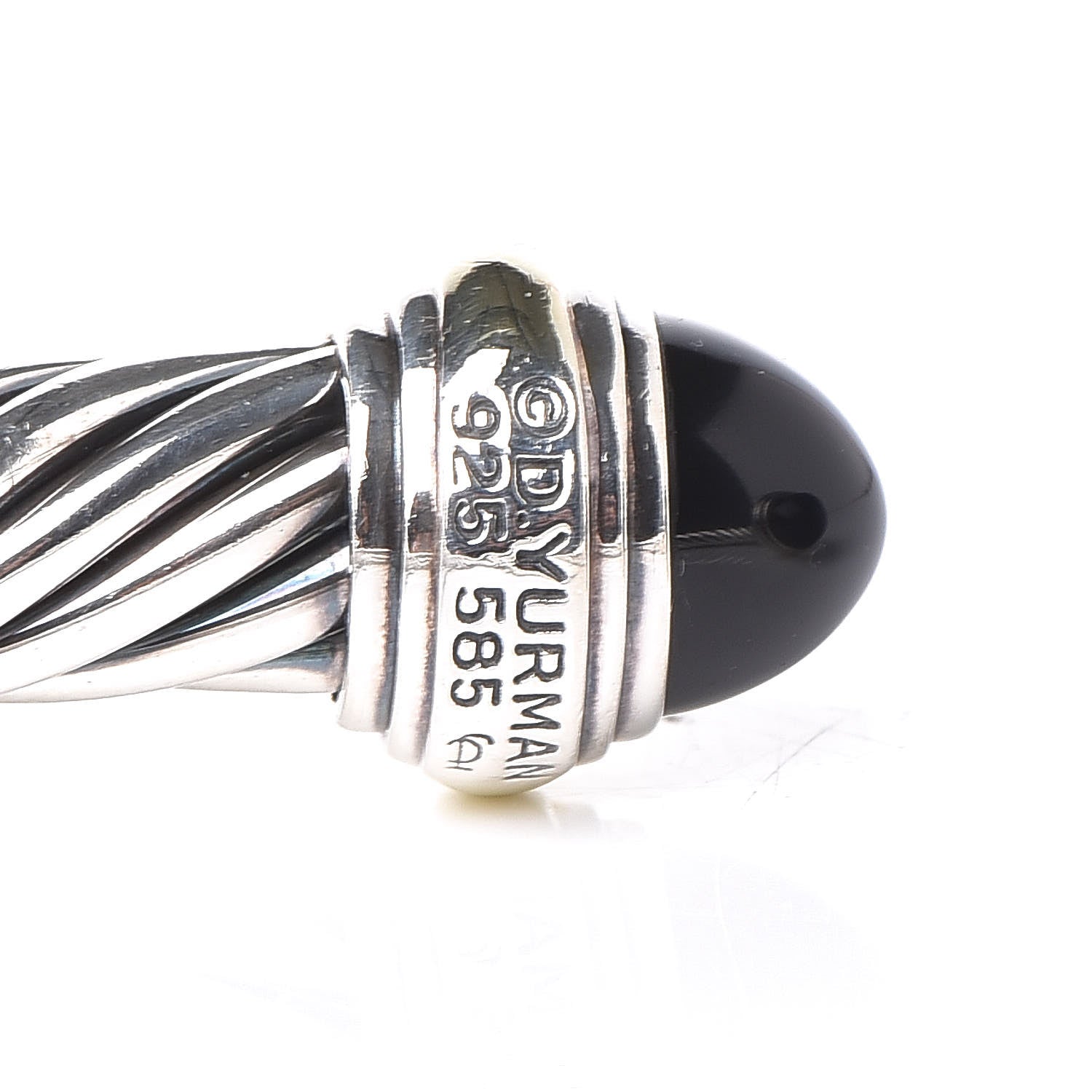 David Yurman Sterling Silver 14K Yellow Gold Black Onyx 7mm Cable Classics Bracelet 4 of 5