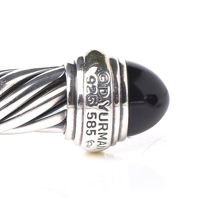 David Yurman Sterling Silver 14K Yellow Gold Black Onyx 7mm Cable Classics Bracelet 4 of 5