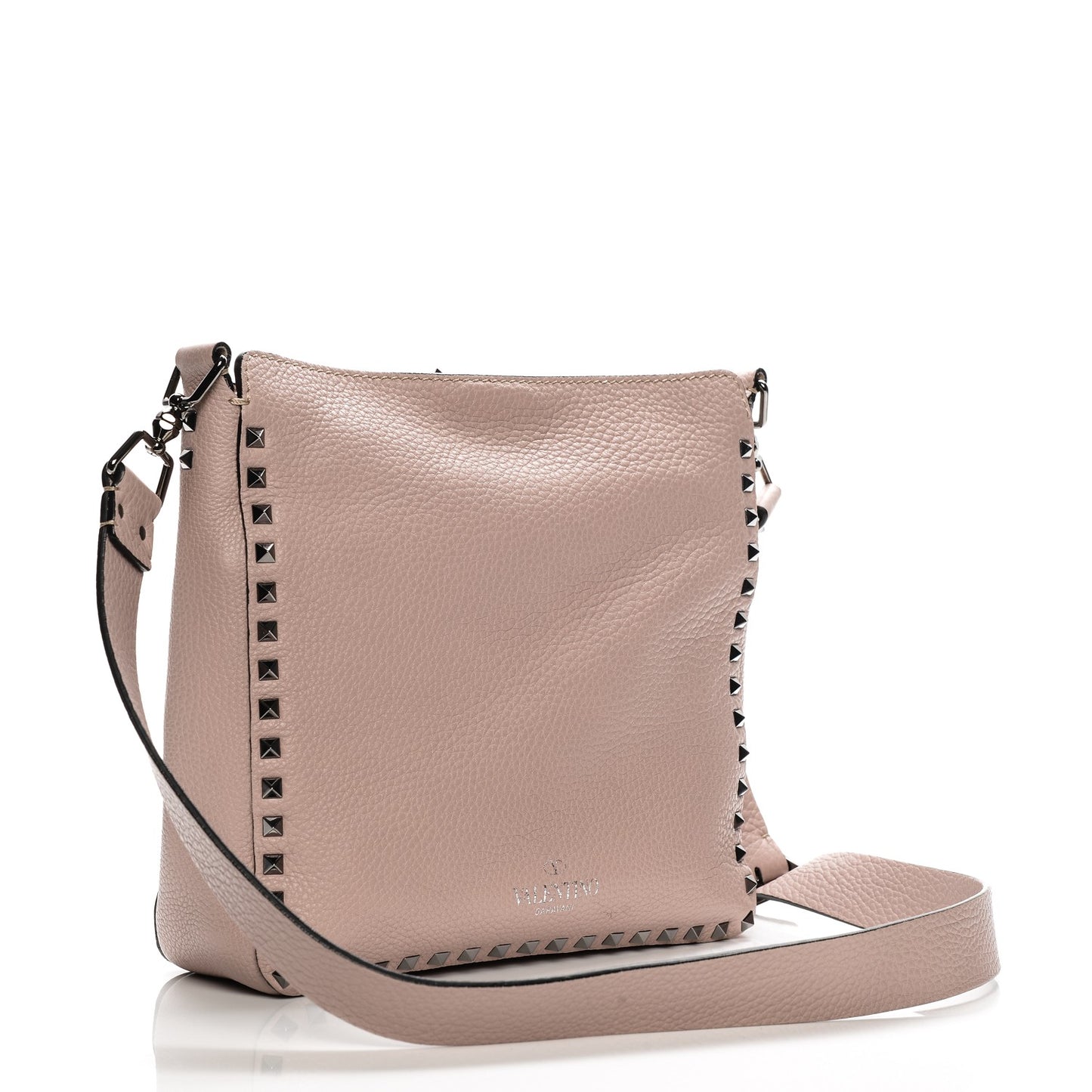 Pebbled Calfskin Small Rockstud Flip-Lock Messenger Bag Poudre