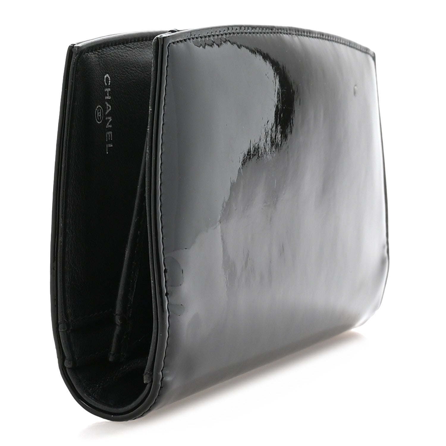 Chanel Patent CC Trousse Maquil Yen Wallet Black 3 of 9