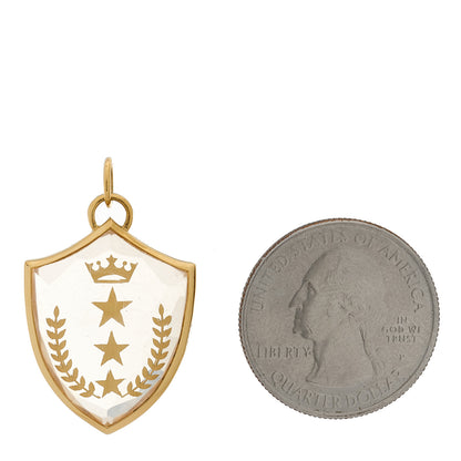 Foundrae 18K Yellow Gold Diamond Quartz Large Per Aspera Ad Astra Sealed Gemstone Crest Pendant 3 of 6