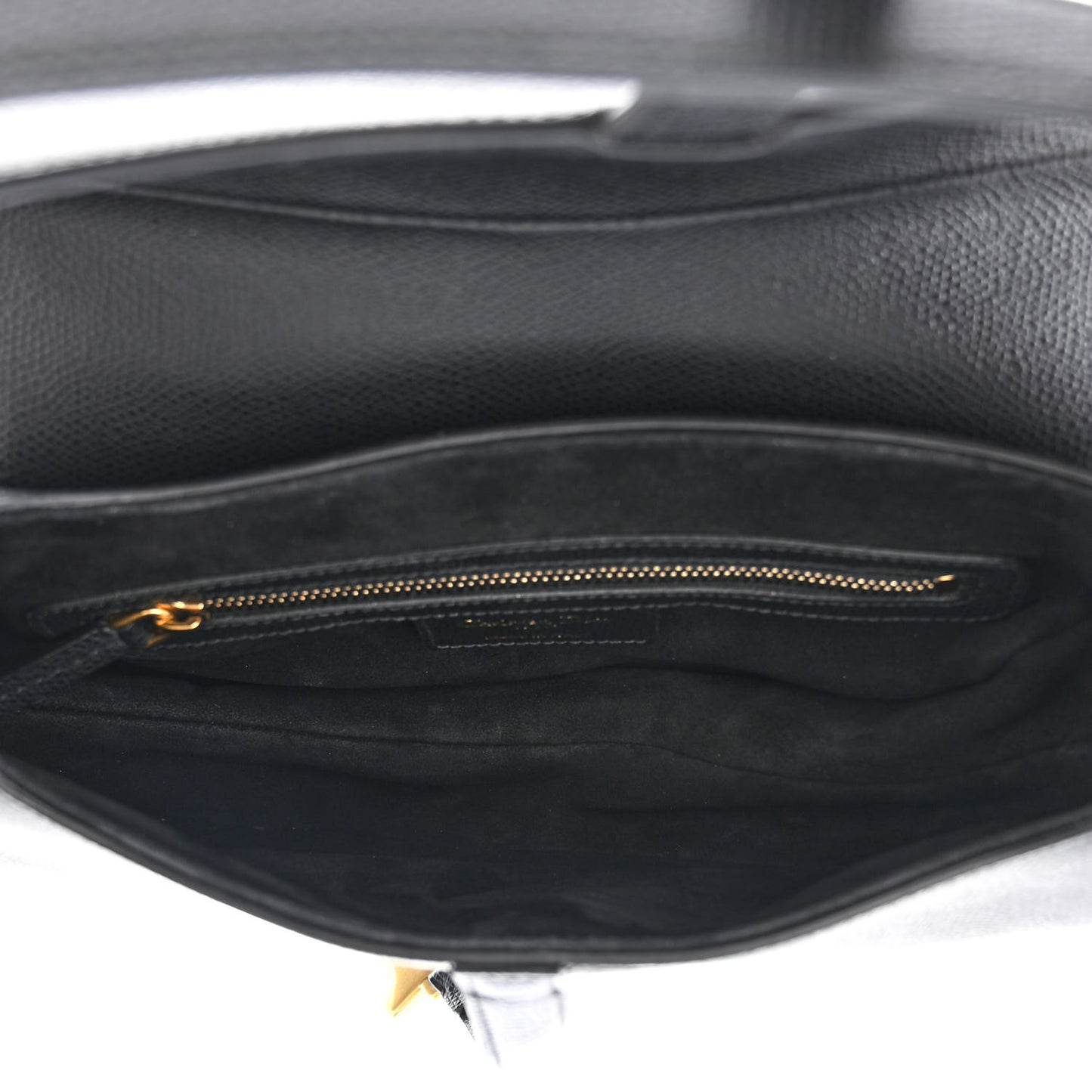Grained Calfskin Saddle Bag Black