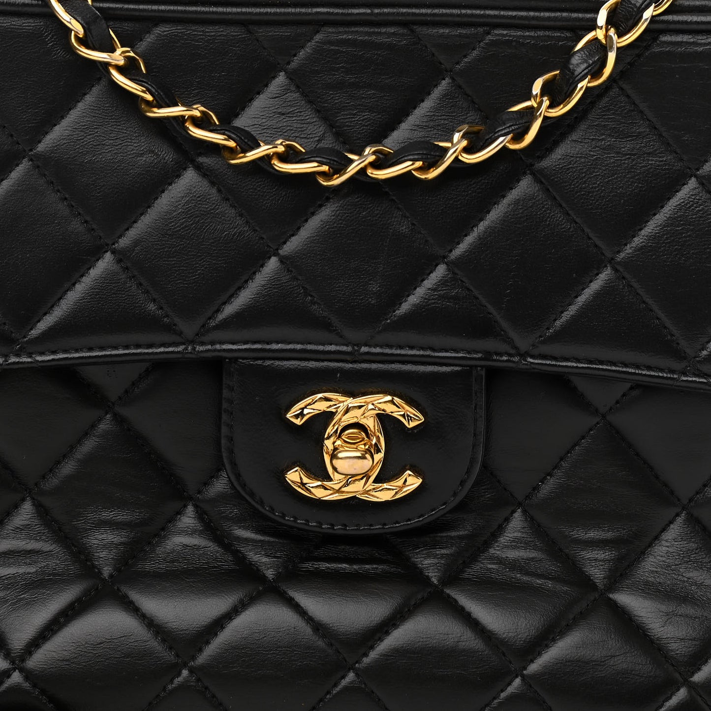 Lambskin Quilted Tassel Flap Camera Case Black