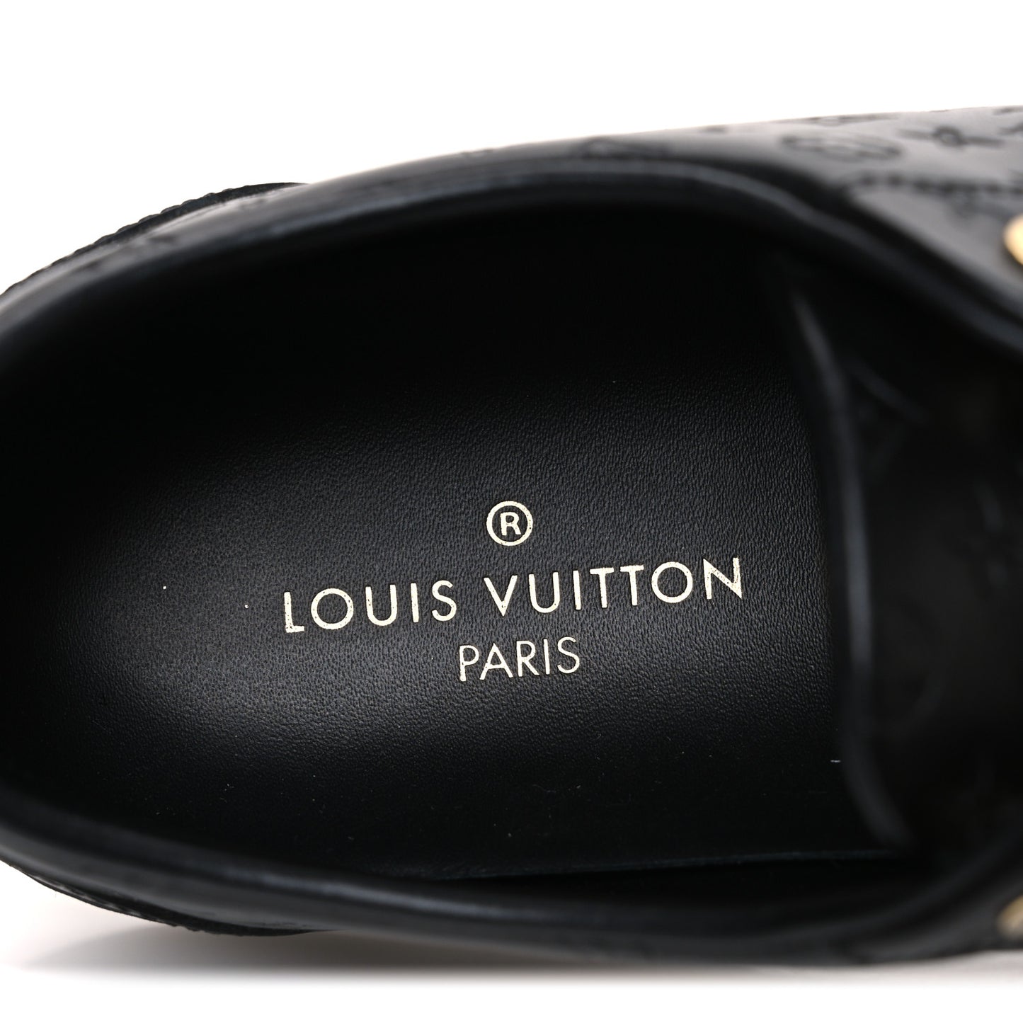 Calfskin Embossed Monogram Mens Luxembourg Sneakers 36 Black