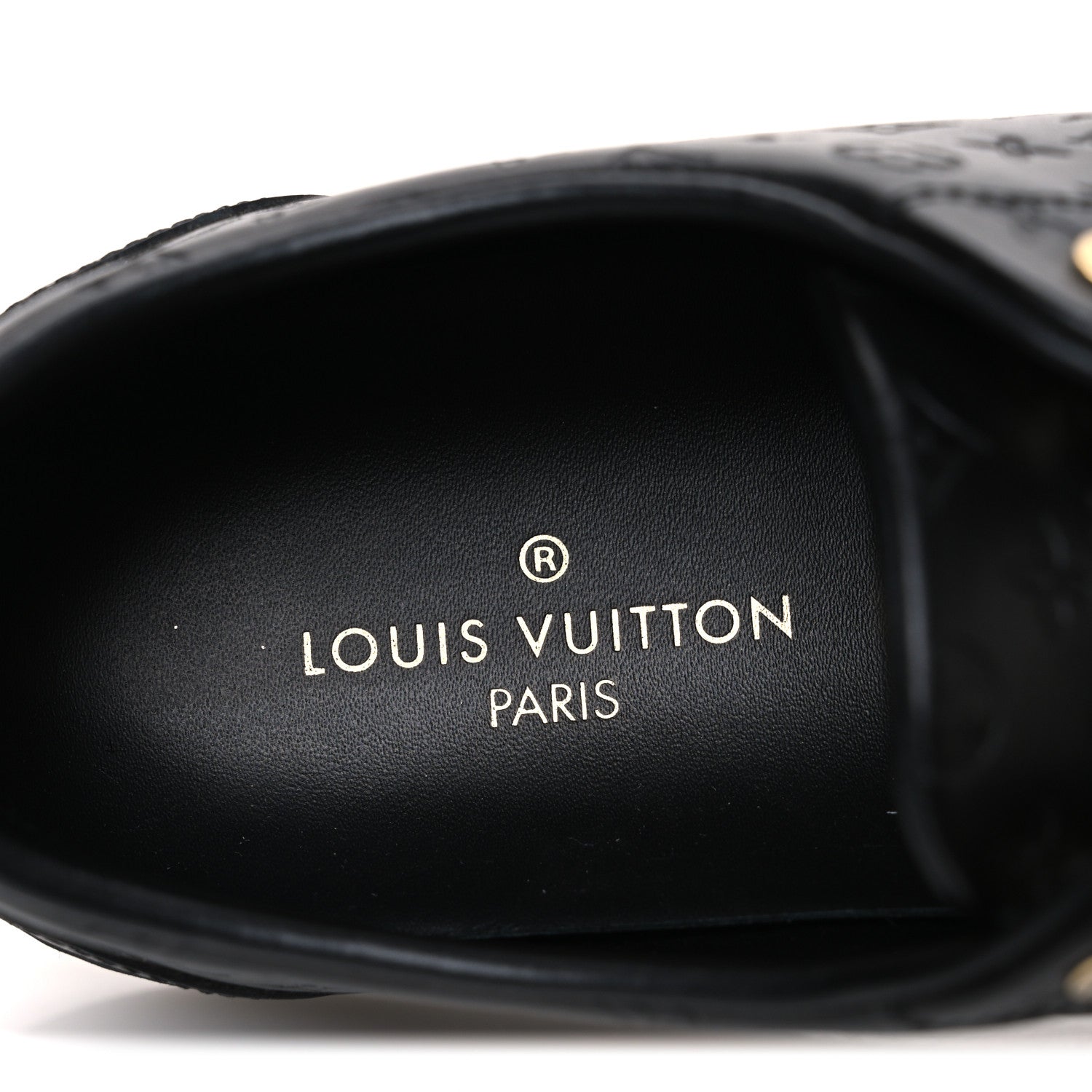 Louis Vuitton Calfskin Embossed Monogram Mens Luxembourg Sneakers 36 Black 10 of 10
