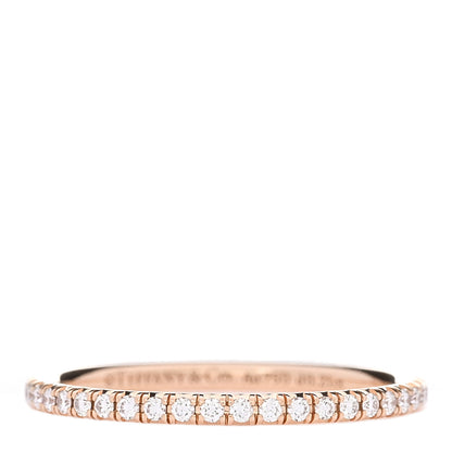 Tiffany 18K Rose Gold Diamond Metro Band Ring 53 6.5 1 of 5