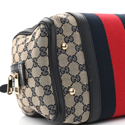 Gucci Monogram Vintage Web Small Boston Navy 9 of 12