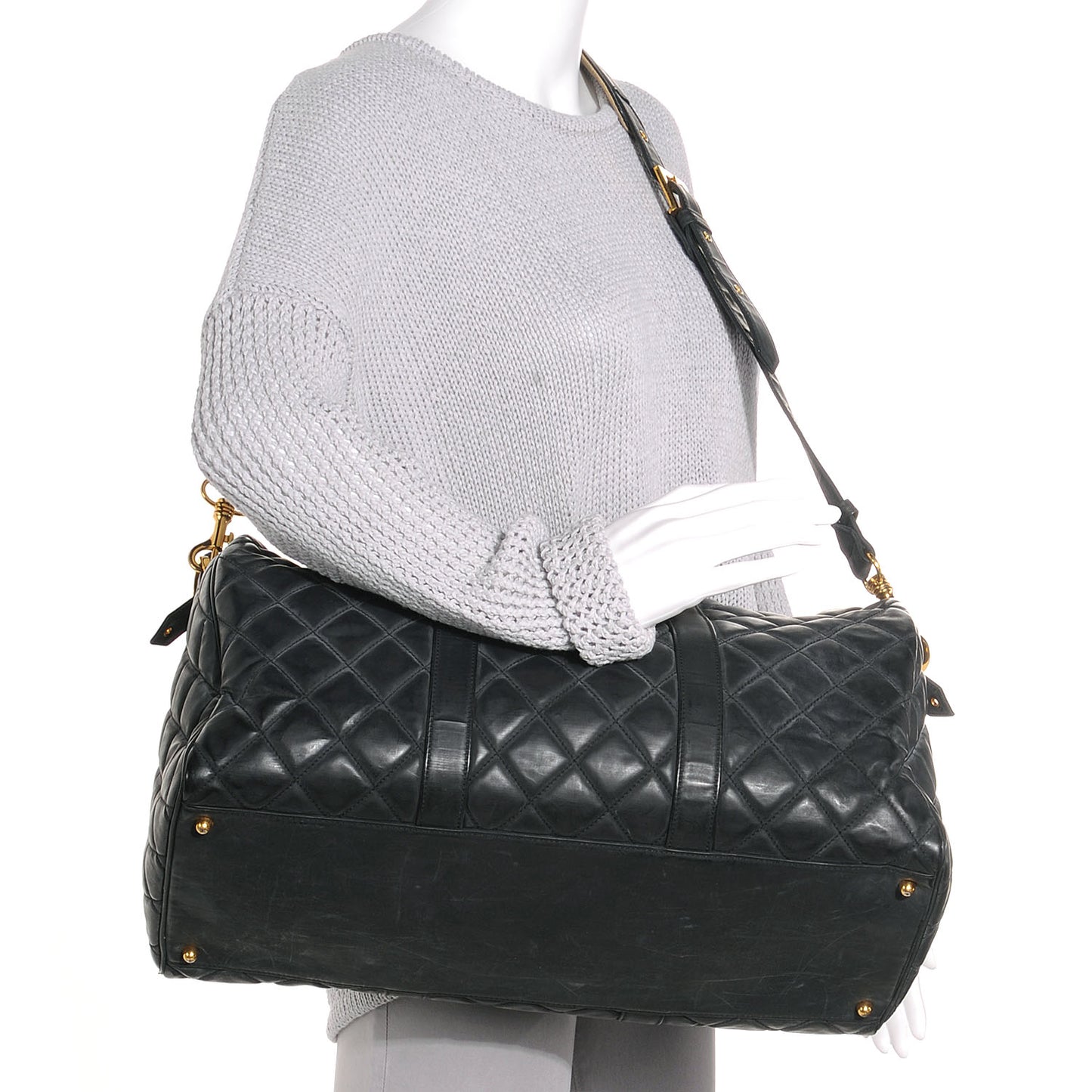 Quilted Vinyl Large Boston Black